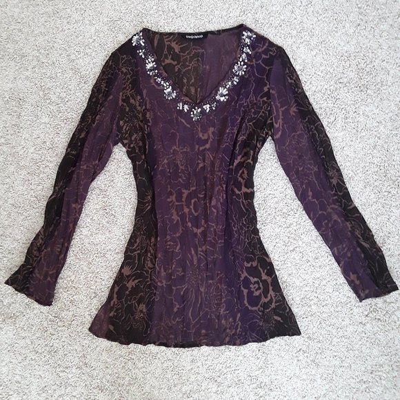 Embellished Crinkle Pleated Tunic - Picture 1 of 4